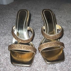 Gold sparkly heels